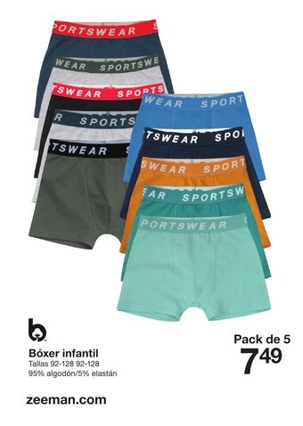 Zeeman Boxer Infantil pack de 5 promoção