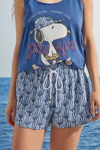 Springfield Pijama curto 100% algodão estampagem conchas snoopy promoção