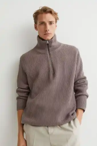 H&M Camisola malha canelada com lã promoção
