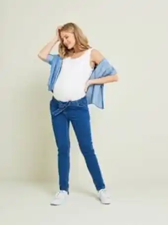 Vertbaudet Calças slim aspeto ganga, em moletão, para grávida - azul... promoção