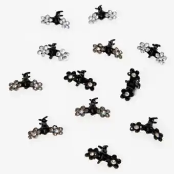 Claire's Black clear rhinestone mini hair claws - 12 pack promoção