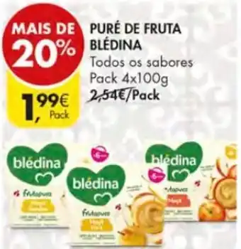 Pingo Doce Puré de Fruta Blédina Pack 4x100g promoção