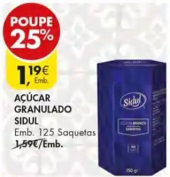 Pingo Doce Açúcar Granulado Sidul 125 Saquetas promoção