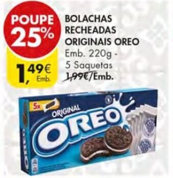 Pingo Doce Bolachas Recheadas Originais Oreo 220g promoção