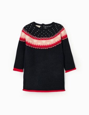 Zippy Vestido de malha para bebé menina, azul escuro promoção