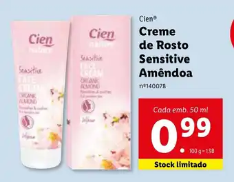 Lidl Creme de Rosto Sensitibe Amendoa 50ml promoção