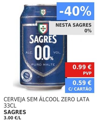 Minipreço Sagres Cerveja sem Álcool Zero Lata 33cl promoção