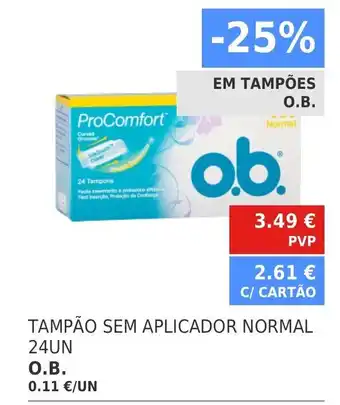 Minipreço O.B. Tampão sem Aplicador Normal 24UN promoção