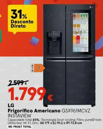 Worten LG Frigorífico Americano GSX961MCVZ promoção