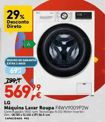 Worten LG Máquina Lavar Roupa F4WV9009P2W promoção