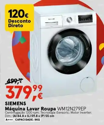Worten SIEMENS Máquina Lavar Roupa WM12N279EP promoção
