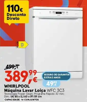Worten WHIRLPOOL Máquina Lavar Loiça WFC 3C3 promoção