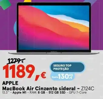 Worten APPLE McaBook Air Cinzento Sideral-Z124C promoção