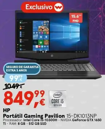 Worten HP Portátil Gaming Pavilion 15-DK1013NP promoção