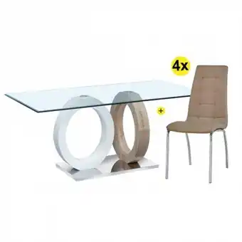 Homy Casa Pack mesa ring + 4 cadeiras cally (taupe) promoção