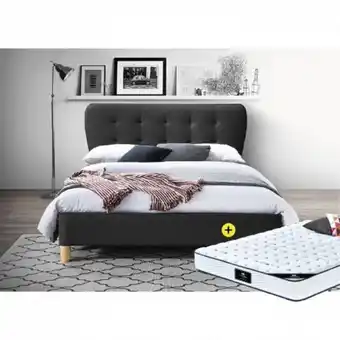 Homy Casa Pack cama de casal joyce (antracite) + colchão spring roller 140x190cm promoção