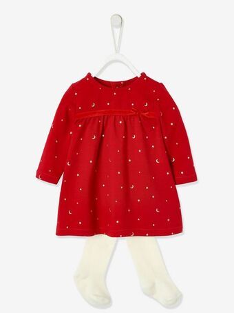 Vertbaudet Conjunto de natal, vestido + collants, para bebé menina -... promoção