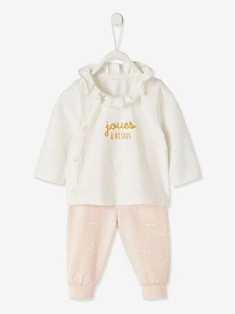 Vertbaudet Conjunto, calças + camisola, para bebé - rosa claro liso... promoção