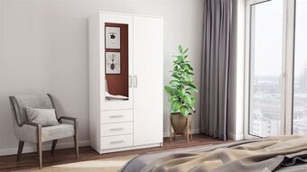 Conforama Roupeiro 2 portas de bater 100 cm com espelho duna promoção