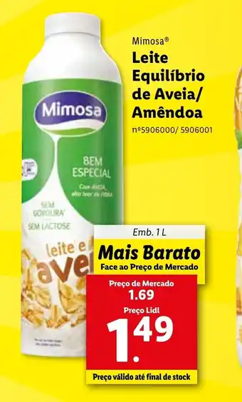 Lidl Leite Equilibrio de Aveia/ Amendoa 1L promoção