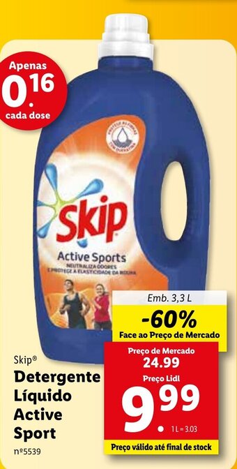 Lidl Detergente Liquido Active Sport 3.3L promoção