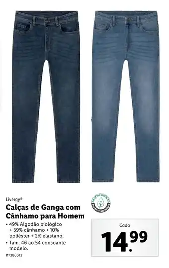 Lidl Calcas de Ganga com Canhamo para Homem promoção