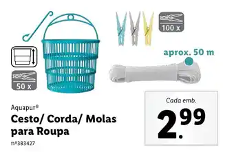 Lidl Cesto/ Corda/ Molas para Roupa promoção