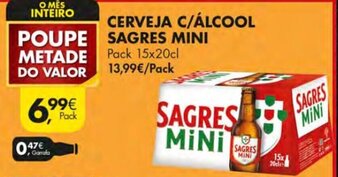 Pingo Doce Cerveja C/Álcool Sagres Mini Pack 15x20cl promoção