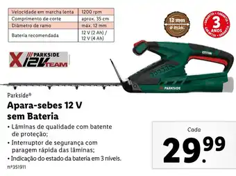 Lidl Parkside Apara-sebes 12V sem Bateria promoção