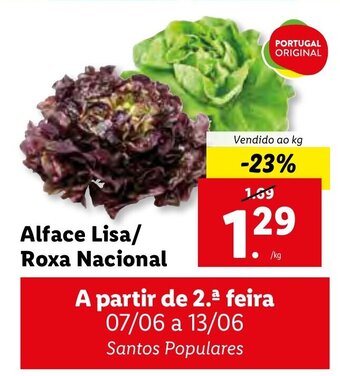 Lidl Alface Lisa/Roxa Nacional promoção