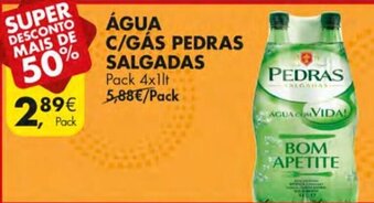 Pingo Doce Água C/Gás Pedras Salgadas Pack 4x1lt promoção