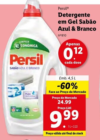 Lidl Persil Detergente em Gel Sabão Azul & Branco 4,5L promoção