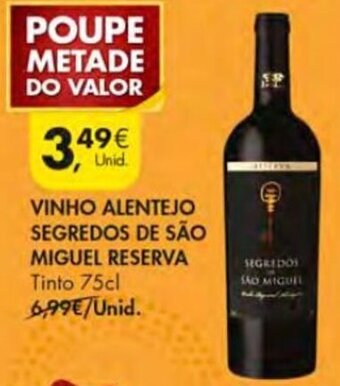 Pingo Doce Vinho Alentejo Segredos de São Miguel Reserva 75cl promoção