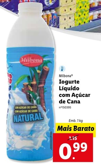 Lidl Milbona Iogurte Líquido com Açúcar de Cana 1kg promoção
