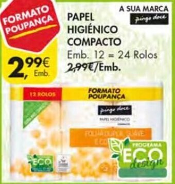 Pingo Doce Papel Higiénico Compacto 12=24 Rolos promoção
