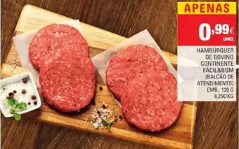 Continente Hamburgúer de Bovino Continente Fácil & Bom (Balcão de Atendimento)120g promoção