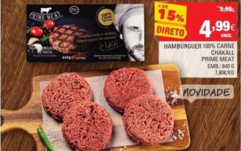 Continente Hamburgúer 100% Carne Chakall Prime Meat 640g promoção