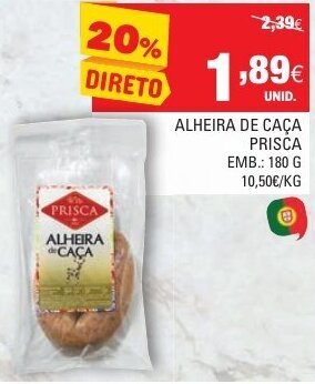 Continente Alheira De Caça Prisca 180g promoção