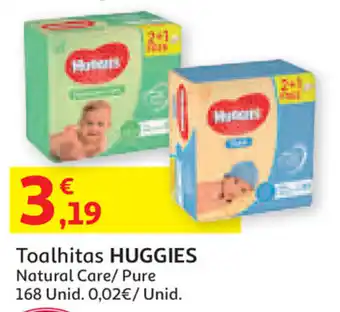 Auchan Toalhitas Huggies Natural Care/Pure 168 Unid promoção