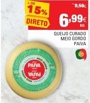 Continente Queijo Curado Meio Gordo Paiva promoção