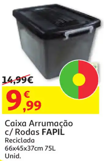 Caixa Arrumação c/ Rodas Fapil 66x45x37cm 75L