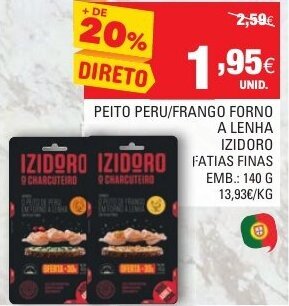 Continente Peito Peru/Frango Forno a Lenha Izidoro Fatias Finas 140g promoção
