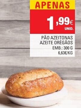 Continente Pão Azeitonas Azeite Orégãos 300g promoção