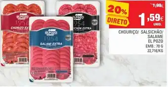 Continente Chouriço/Salsichão/Salame El Pozo 70g promoção