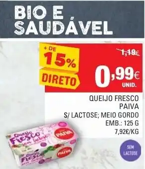 Continente Quijo Fresco Paiva S/Lactose; Meio Gordo 125g promoção