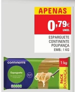 Continente Esparguete Continente Poupança 1kg promoção