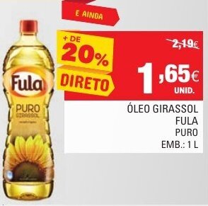 Continente Óleo Girassol Fula Puro 1L promoção