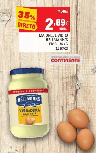 Continente Maionese Vidro Hellmann's 763g promoção