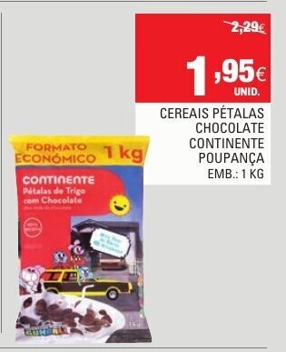 Cereais Pétalas Chocolate Continente Poupança 1kg