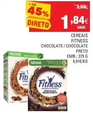Continente Cereais Fitness Chocolate/ Chocolate Preto 375g promoção